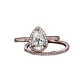thumbnail image 1 of Perfect 2 Carat Pear cut Moissanite and Moissanite Halo Weding Ring Set with 18k Gold Plating, 1 of 6