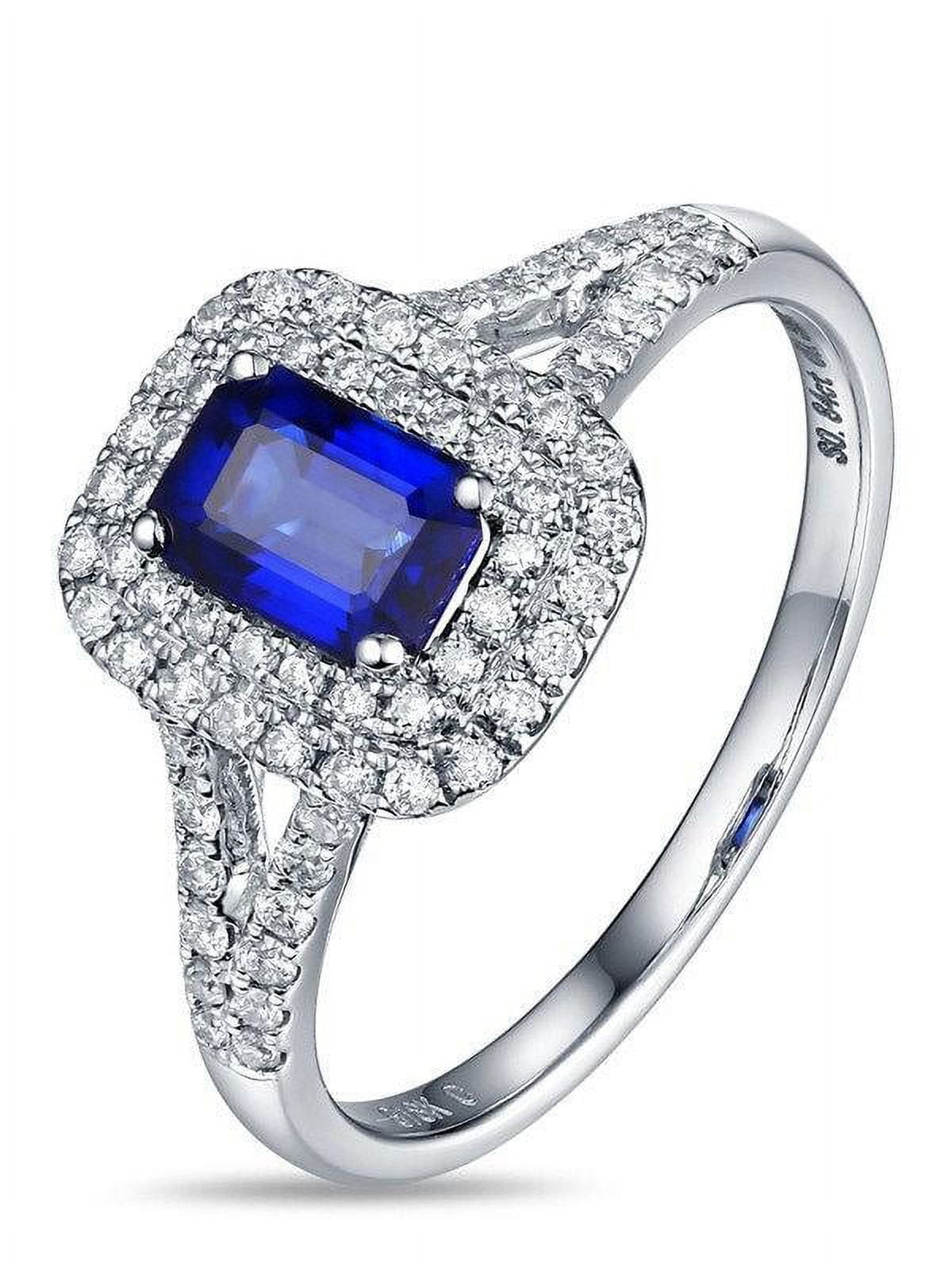 Perfect 2 Carat Sapphire and Diamond Halo Engagement Ring in 14k