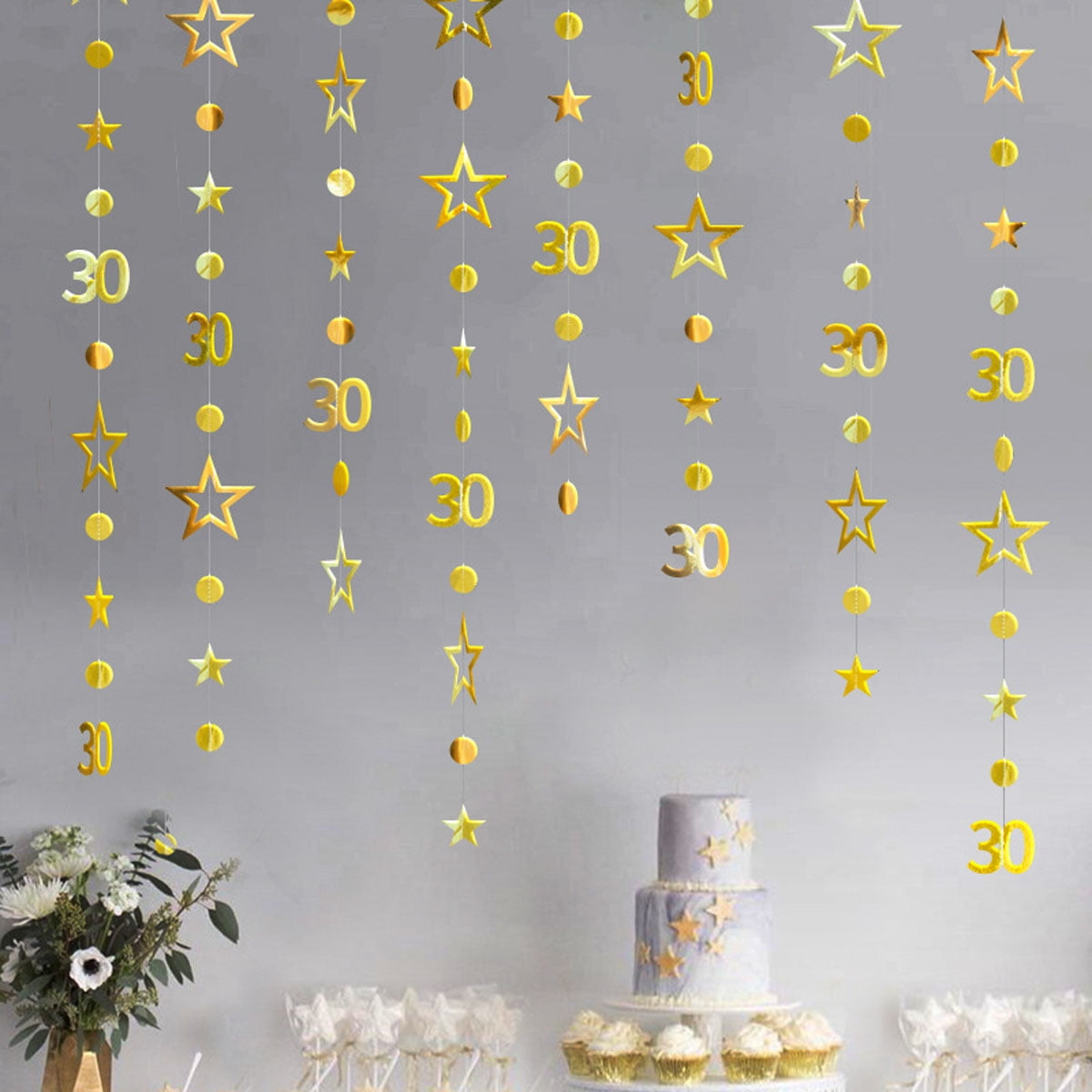 Glitter '0 To 30 Real Quick' Birthday Banner – Pre-Strung, Gold Glitter, 30th Birthday Party Decor, No DIY Required