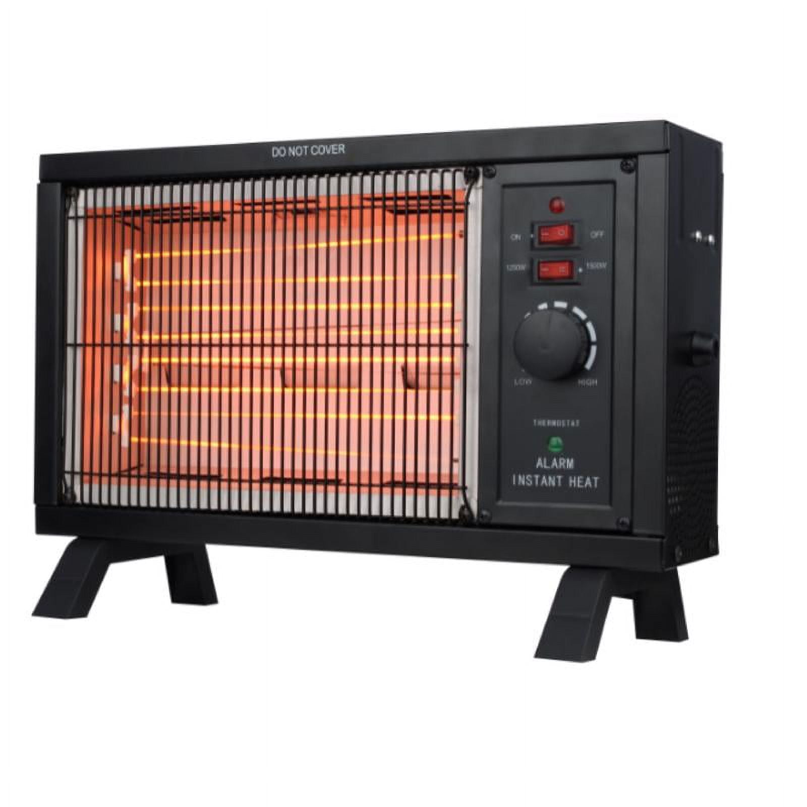 Compact Black Electric Space Heater with Adjustable Thermostat