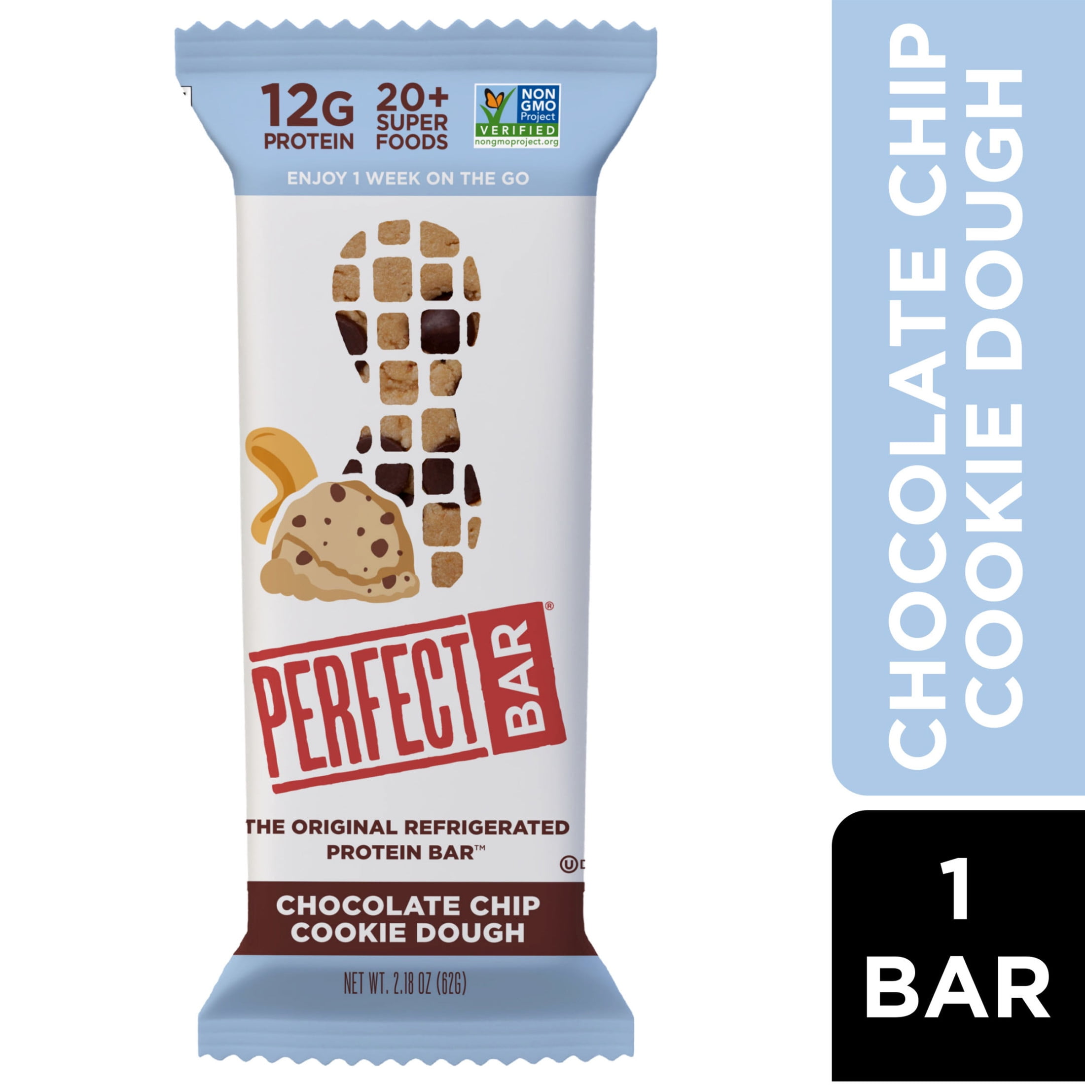 Perfect Bar Gluten-Free Chocolate Chip Cookie Dough Nut Butter Protein Bar, 2.2 oz