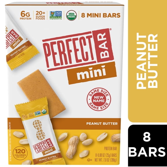 Perfect Bar Mini Gluten-Free Peanut Butter Protein Bar, Organic, 8 count, .88 oz