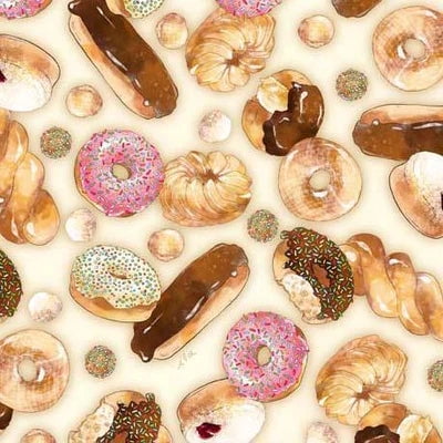 Perfect Blend Donuts Cream Cotton Fabric