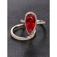thumbnail image 1 of Perfect Bridal Set On Sale 1.50 Carat Pear Cut Red Ruby And Diamond Moissanite Bridal Set In Rose Gold: Bestselling Design Under Dollar 500, 1 of 2
