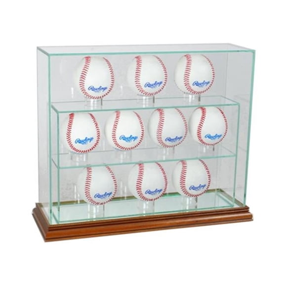 Perfect Cases 10UPBSB-W 12 Baseball Upright Display Case, Walnut