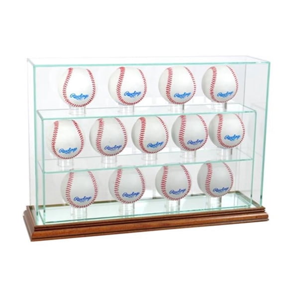 Perfect Cases 13UPBSB-W 13 Baseball Upright Display Case, Walnut