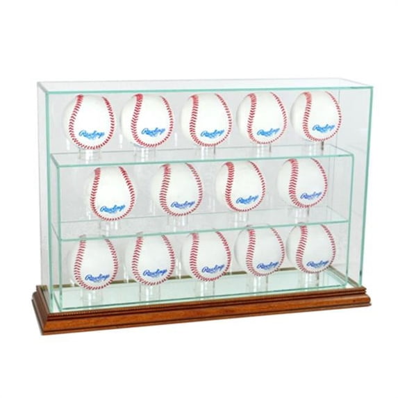 Perfect Cases 14UPBSB-W 14 Baseball Upright Display Case, Walnut