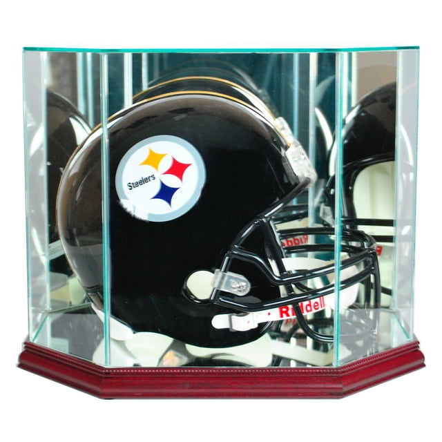 Perfect Cases - Octagon Full Size Football Helmet Display Case, Cherry Finish