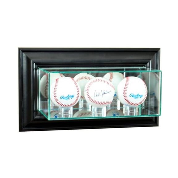 Perfect Cases WMTRPB-B Wall Mounted Triple Baseball Display Case, Black