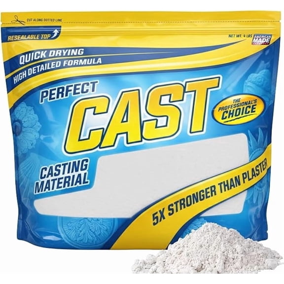 Perfect Cast Mold Casting Powder, Fast-Curing, Non-Toxic, Water-Based Material for DIY Sculptures, Jewelry, Crafts and Models, USA Made, 4 lb