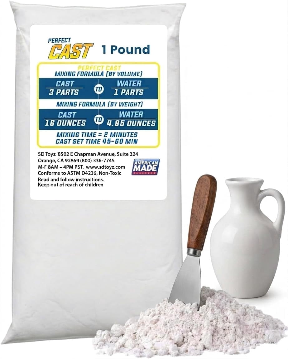 Perfect Cast Mold Casting Powder, Fast-Curing, Non-Toxic, Water-Based Material for DIY Sculptures, Jewelry, Crafts & Models, 1 lb Bag