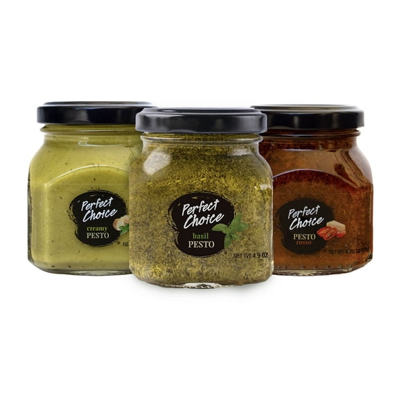 Perfect Choice Pesto Variety Pack – Basil, Creamy & Pesto Rosso – 3 Pack