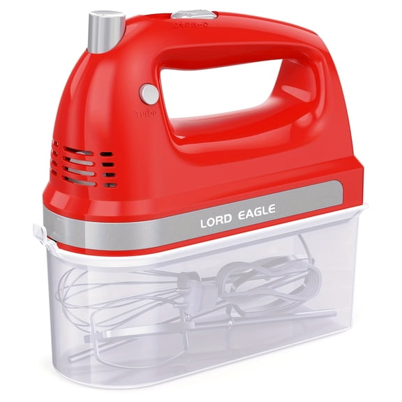 The Perfect Christmas Baking Gift: General 300W Mini Hand Mixer With 3 Stainless Steel Attachments & Snap-On Storage Case, 5-Speed Control For Cakes, Eggs & Cream In White/Red/Black