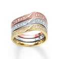 thumbnail image 1 of Perfect Combination Set of 3 Round Diamond Wedding Ring Bands in MultiColor Gold, 1 of 1