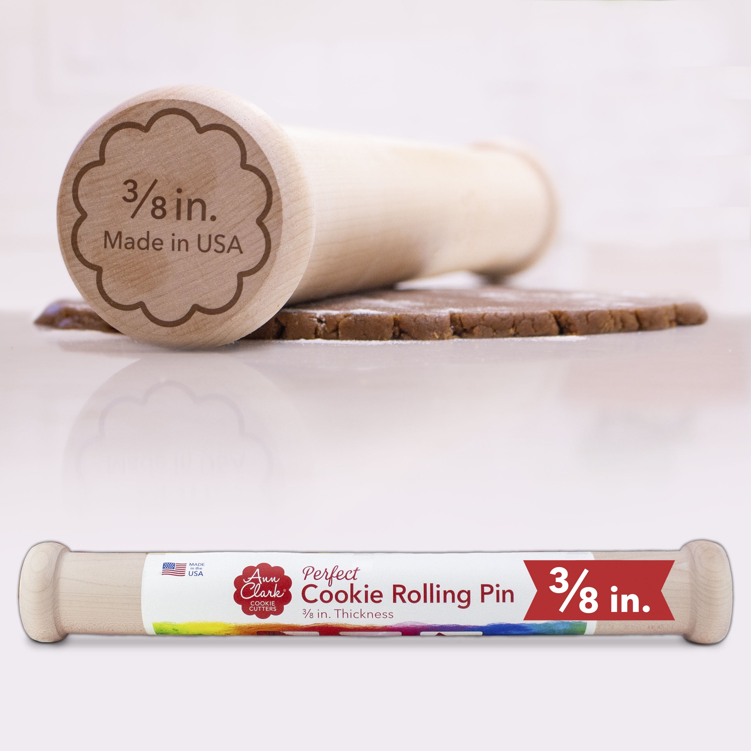 Ann Clark, Cookie Rolling Pin, 1/4-in. Fixed Depth Hardwood  display picture 1