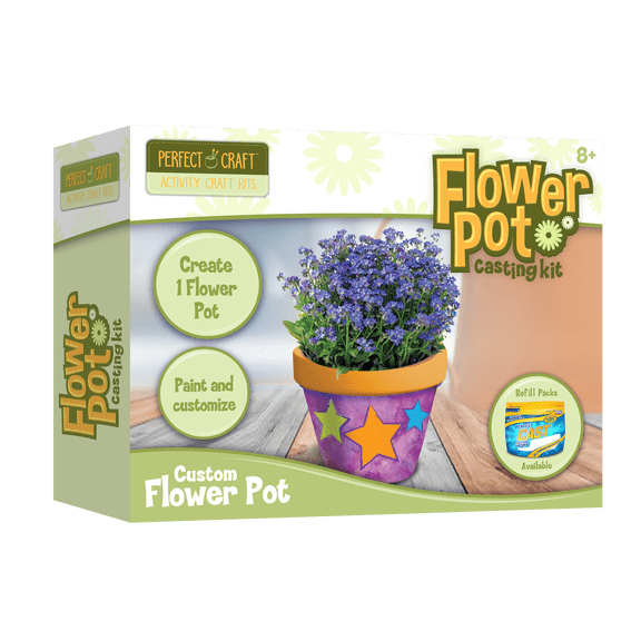 Perfect Craft Cast & Paint 3.25" Flower Pot Kit with Perfect Cast Casting Material and Reusable Mold