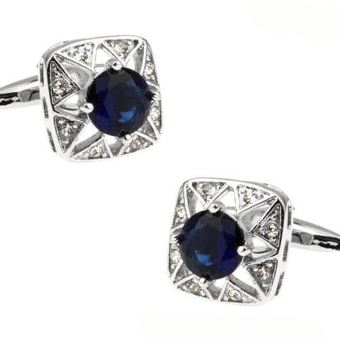 Perfect Cufflinks Blue Crystal Cufflinks, Dark Design Clear Crystal Cufflinks