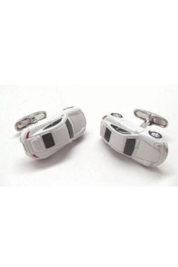 Classic White Racing Sports Car Cufflinks Cool Fun Collection Comes with Gift Box