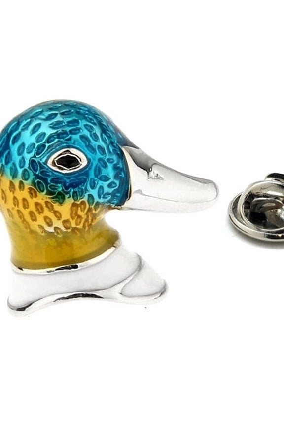 Duck Head Blue, Orange, White Enamel Lapel Pin, Tie Tack, Collector Pin, 3D Design for the Hunter