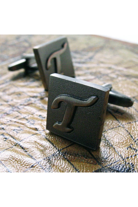 Perfect Cufflinks Gunmetal Square 3-D Letter Vintage Letters English Cuff Links