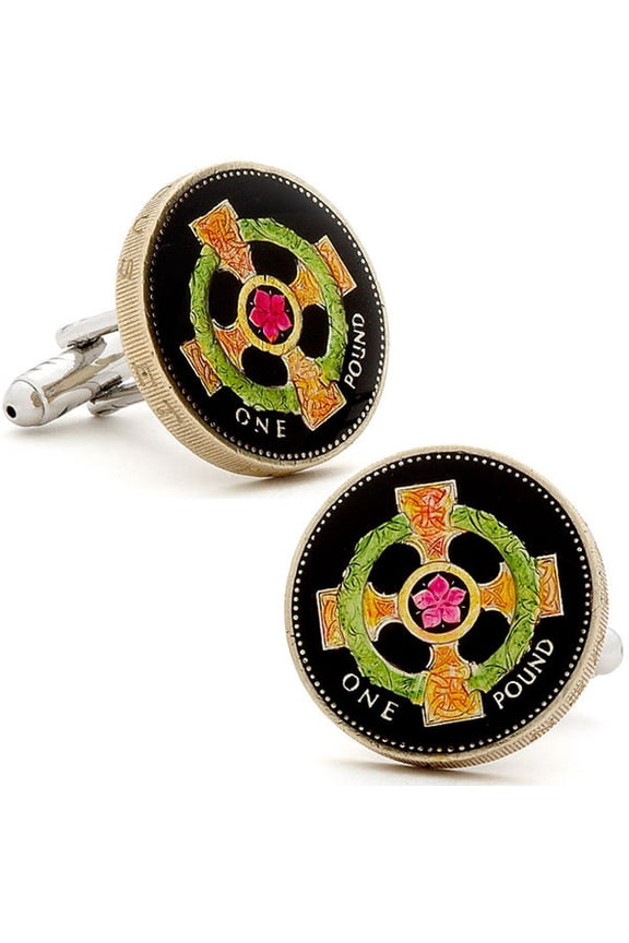 Perfect Cufflinks Hand Painted English Cross Coin Cuff Links, New