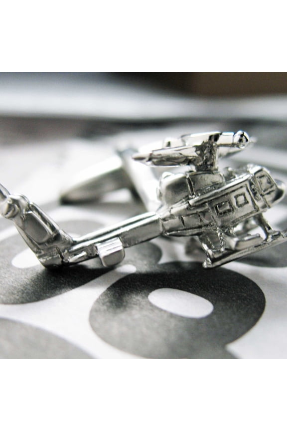 Perfect Cufflinks Helicopter Military Fun Wear Silver Tone Cufflinks