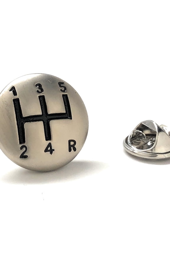 Lapel Pin Brushed Silver Gear Knob Black Enamel Pin, Car Racing Automobile Tie Pin Car Lover