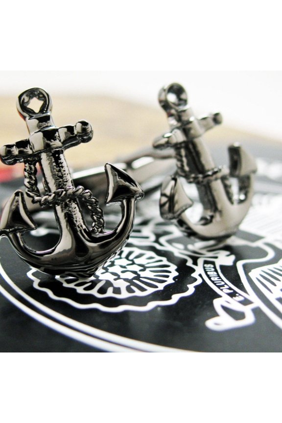 Perfect Cufflinks Sailor Ship Crew, Gun Metal Base Metal Cufflinks