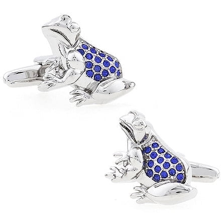 Perfect Cufflinks Silver 3D Design Jumping Toad Cuff Links