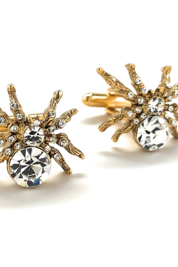 Perfect Cufflinks Spider Gold Tone Crystal Cufflinks