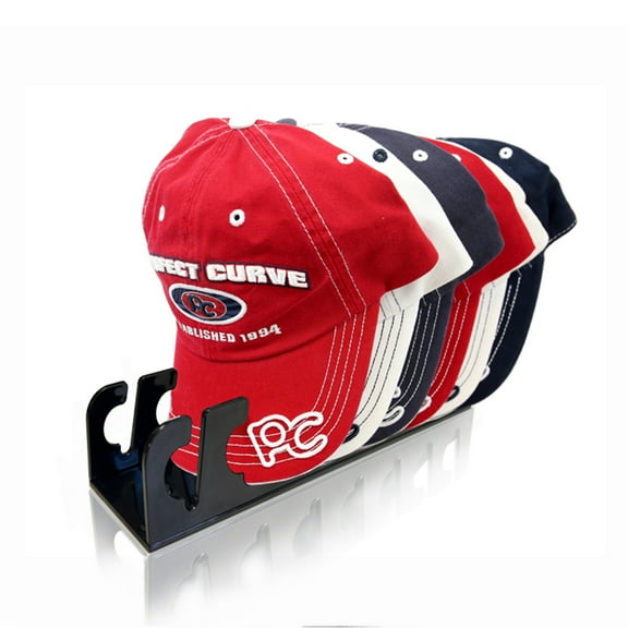 Perfect Curve Cap Rack Stand 1-Pack - Black, Wall & Tabletop Hat Organizer, Easy Assembly, Scratch-Resistant