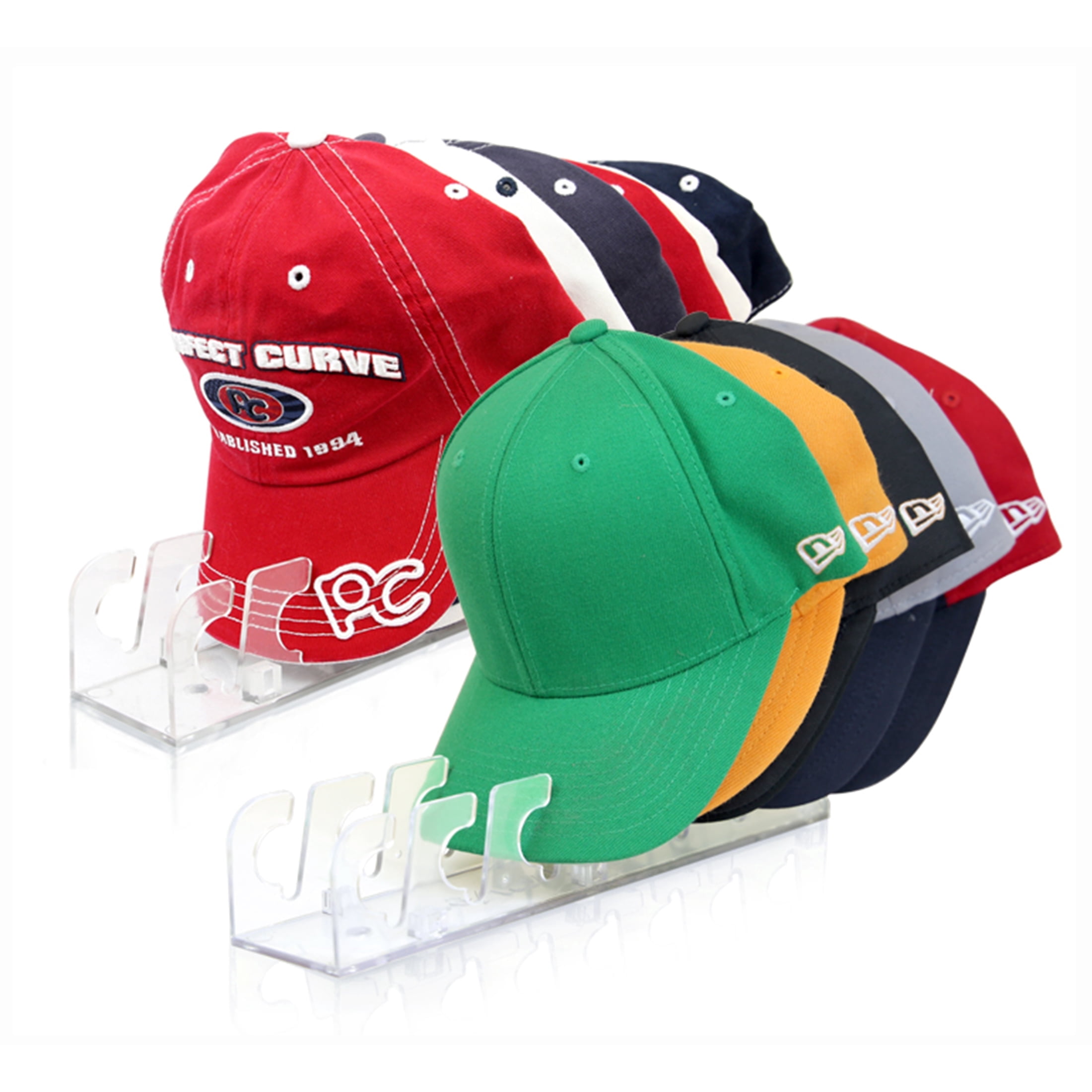 Perfect Curve Cap Rack Stand 2-Pack - Clear, Wall & Tabletop Hat ...