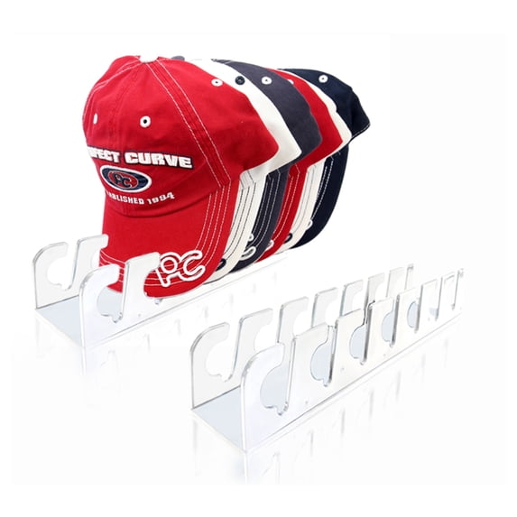Perfect Curve Cap Rack Stand 2-Pack - White, Wall & Tabletop Hat Organizer, Easy Assembly, Scratch-Resistant