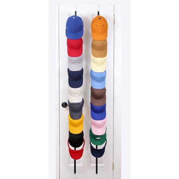 Perfect Curve CapRack18 Over-the-Door Hat Rack, Holds Up to 18-36 Caps, Black