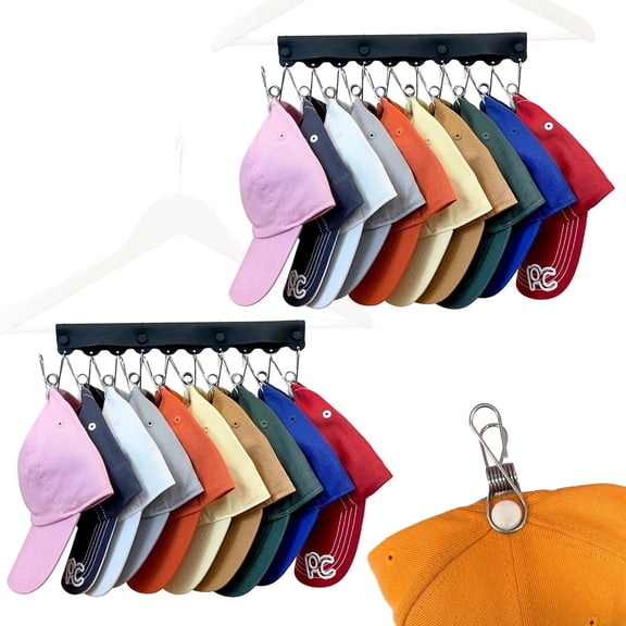 Perfect Curve Hanger Hat Organizer, Black, 2-Pack