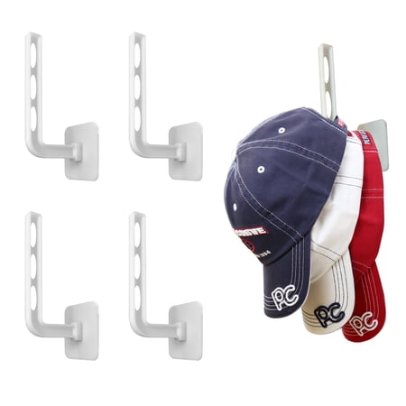 Perfect Curve Hat Holder Hook with Oval Cutouts, White, 4-Pack