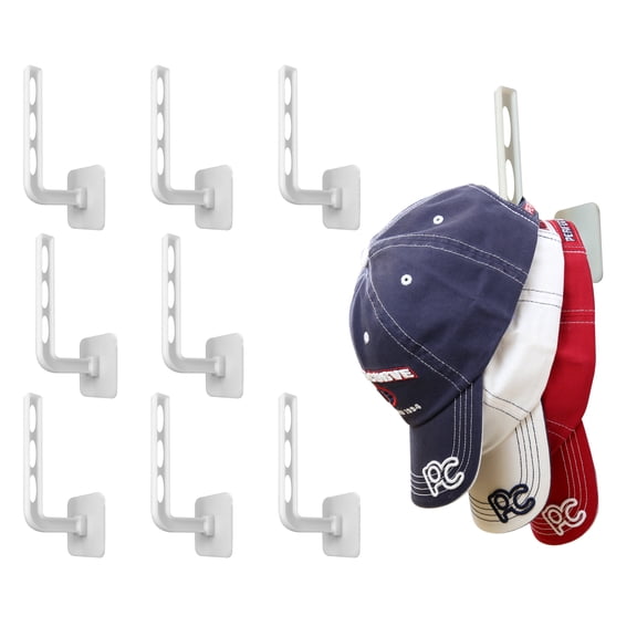 Perfect Curve Hat Holder Hook with Oval Cutouts, White, 8-Pack