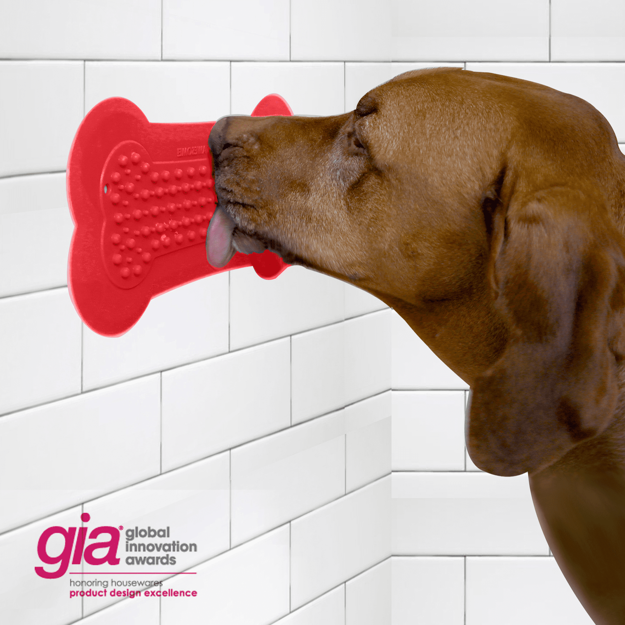 Perfect Curve Lick Lick Pad Dog Distraction Device for Bath Time, Red