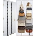 thumbnail image 1 of Perfect Curve Purse Rack | Over The Door Purse Organizer | Purse Organizer for Wall | Purse Organizer for Closet | Updated Design | New Clips | Two Straps | Holds Up to 18 Bags | Black, 1 of 8