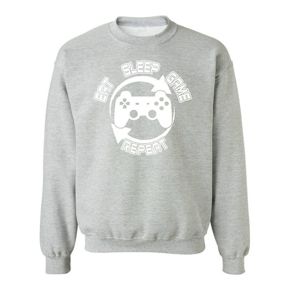 Perfect Day Eat Sleep Repeat Gamer Crewneck Sweatshirt, L, H. Grey