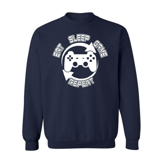 Perfect Day Eat Sleep Repeat Gamer Crewneck Sweatshirt, S, Navy