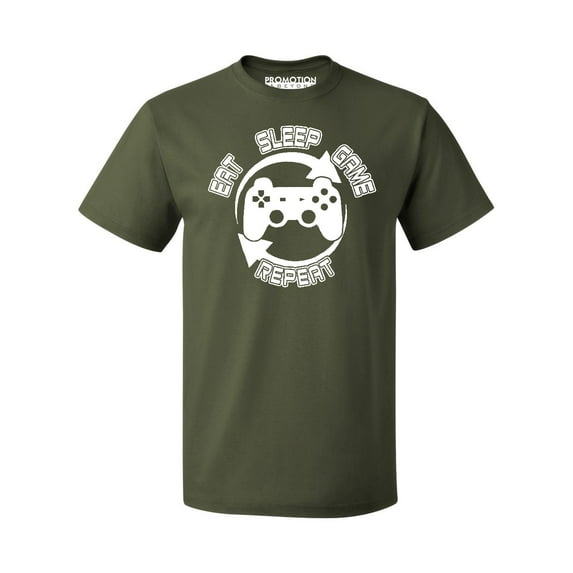 Perfect Day Eat Sleep Repeat Gamer Men's T-shirt, 2XL, Military