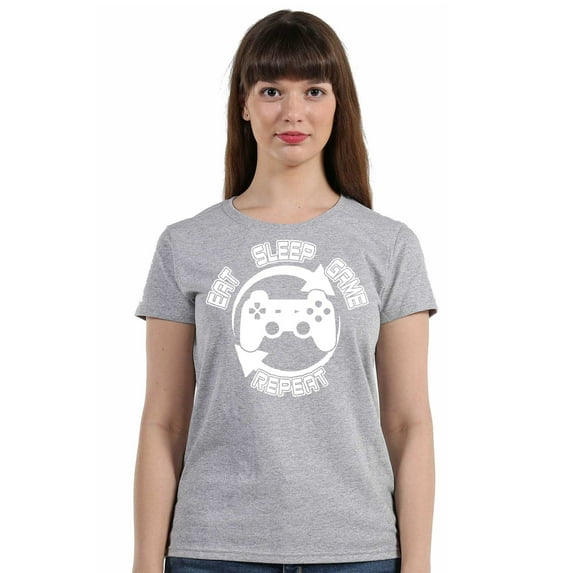 Perfect Day Eat Sleep Repeat Gamer Women's T-shirt, 2XL, H. Grey