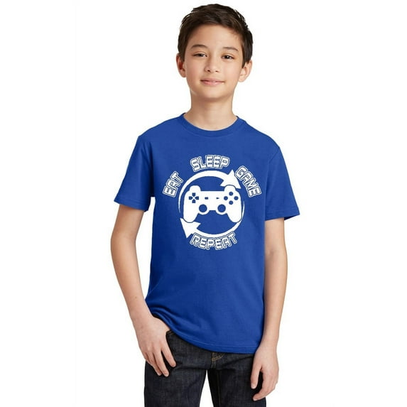 Perfect Day Eat Sleep Repeat Gamer Youth T-shirt, Youth M, Royal