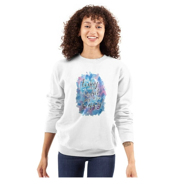 Perfect Day to Be Happy Inspirational Women Plus Size Crewneck Sweatshirt Brisco Brands 2X