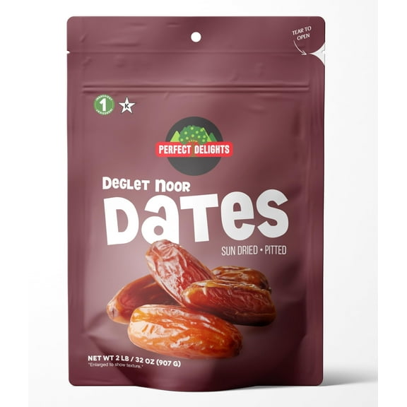 Perfect Delights Organic Dates, Vegan, Sun-Dried Pitted Dates, Healthy Fruit Snack for Kids and Adults - Single Pack (32 oz)