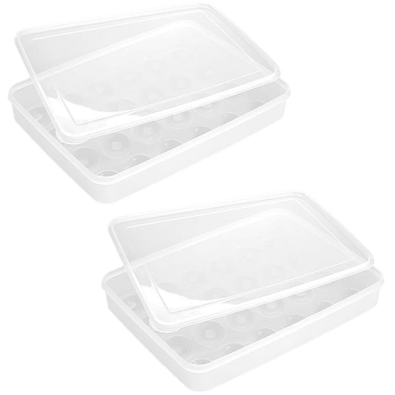 Perfect Deviled Eggs with Ease,2 Clear Egg Containers with Lid Hold 48 Eggs,Easy Carry,Dishwasher Safe Carrier,Stackable PP Transparent