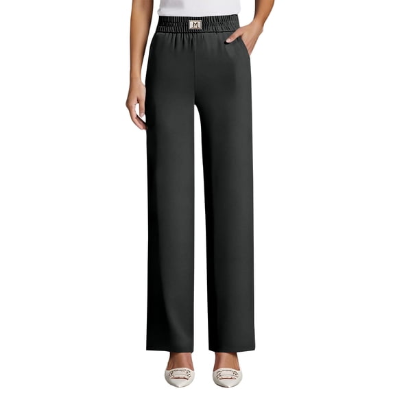 Perfect Drape High Rise Silky Soft Pull-on Stretch Pants for Senior Women Over 50 Black 2XL
