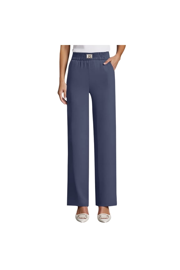 Perfect Drape High Rise Silky Soft Pull-on Stretch Petite Pants With Pocket for Women Navy L