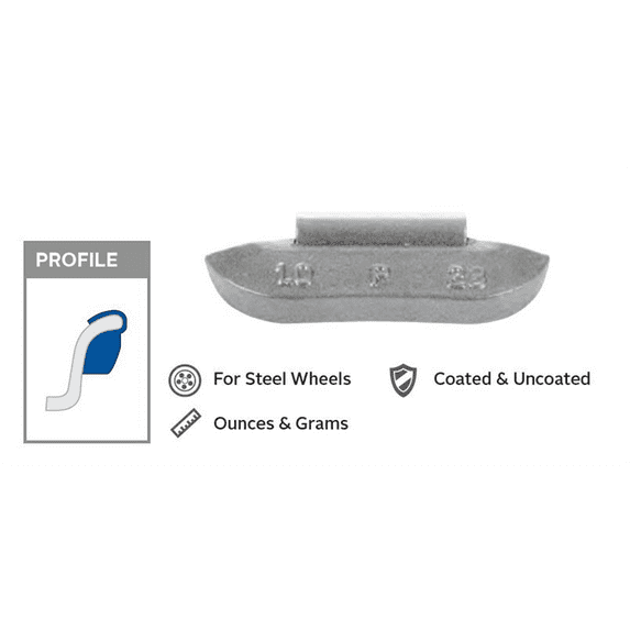 Wegmann Automotive 6 oz Lead Uncoated Clip-on P Black Series Wheel Weight (Box of 25)